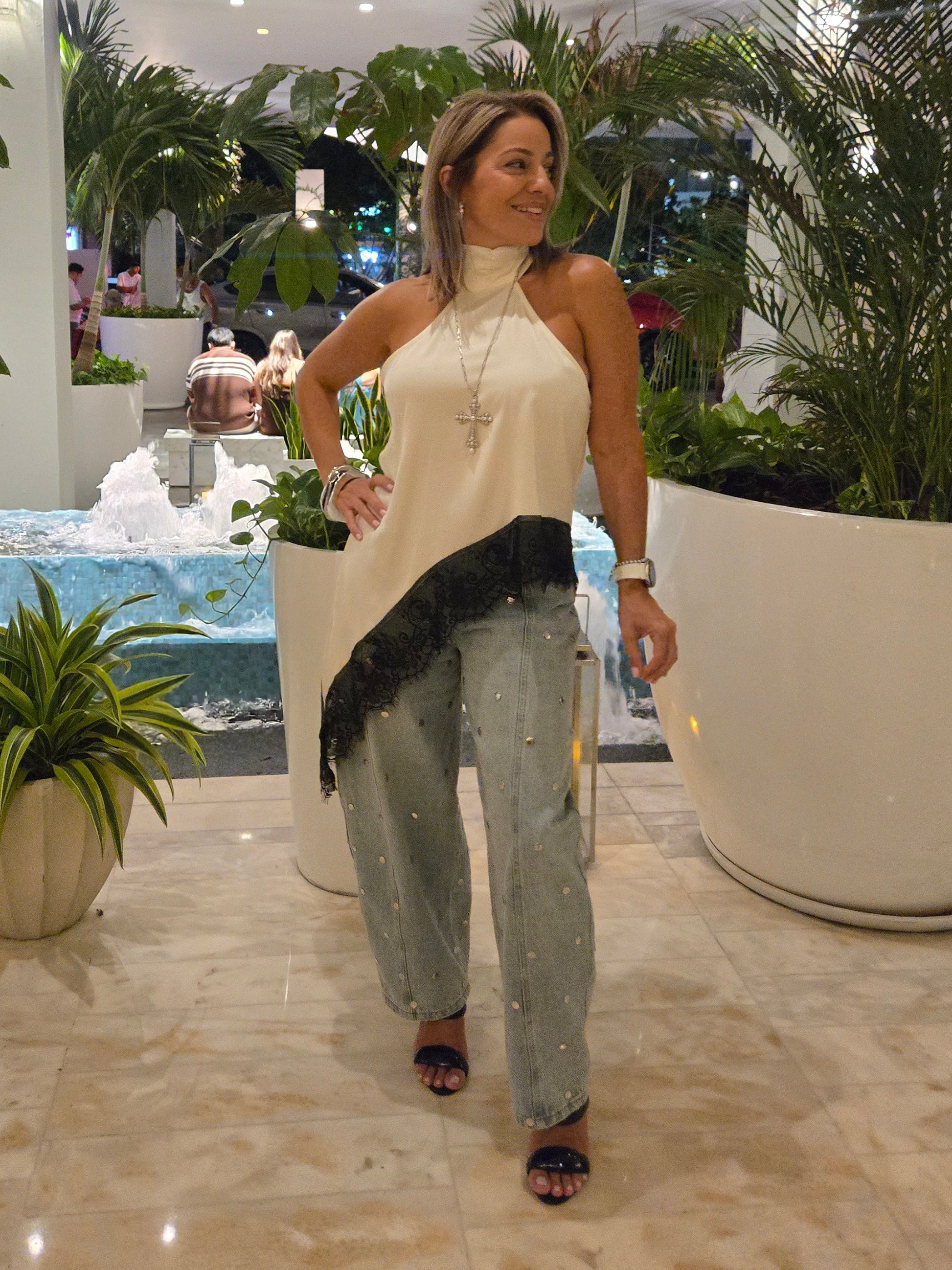 Studded Barrel Jeans