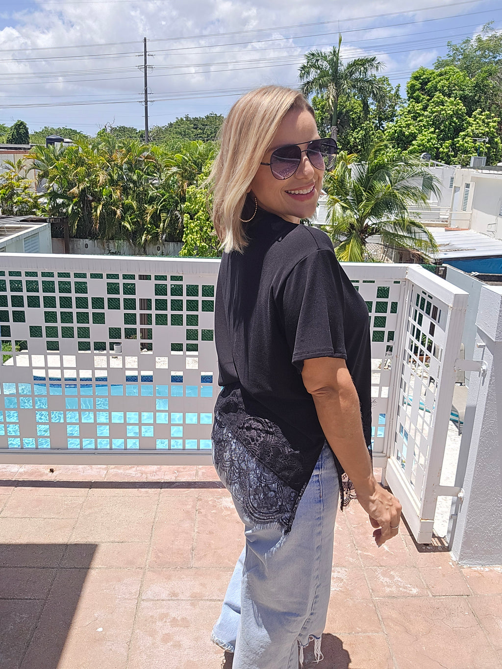 Lace trim top