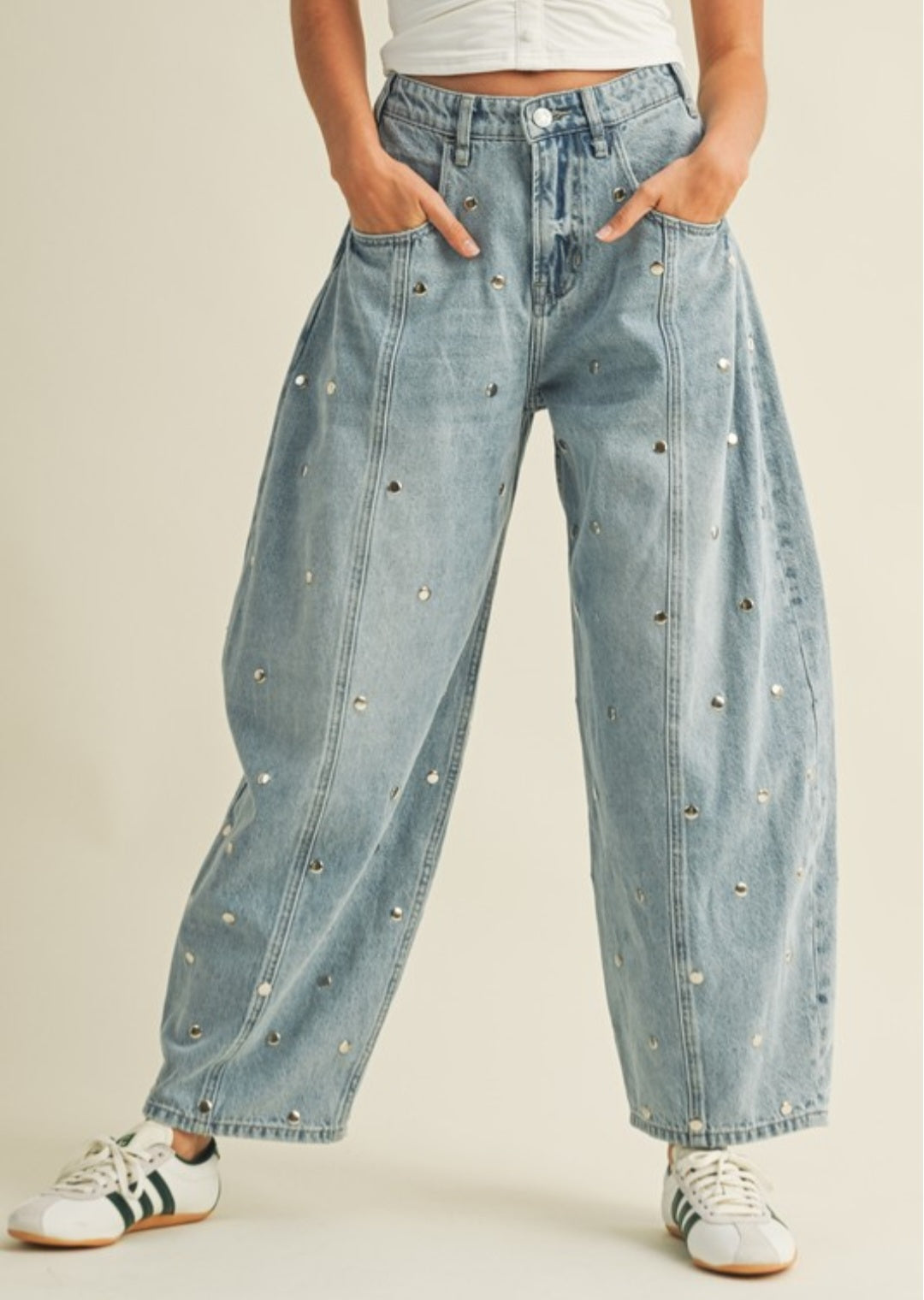 Studded Barrel Jeans