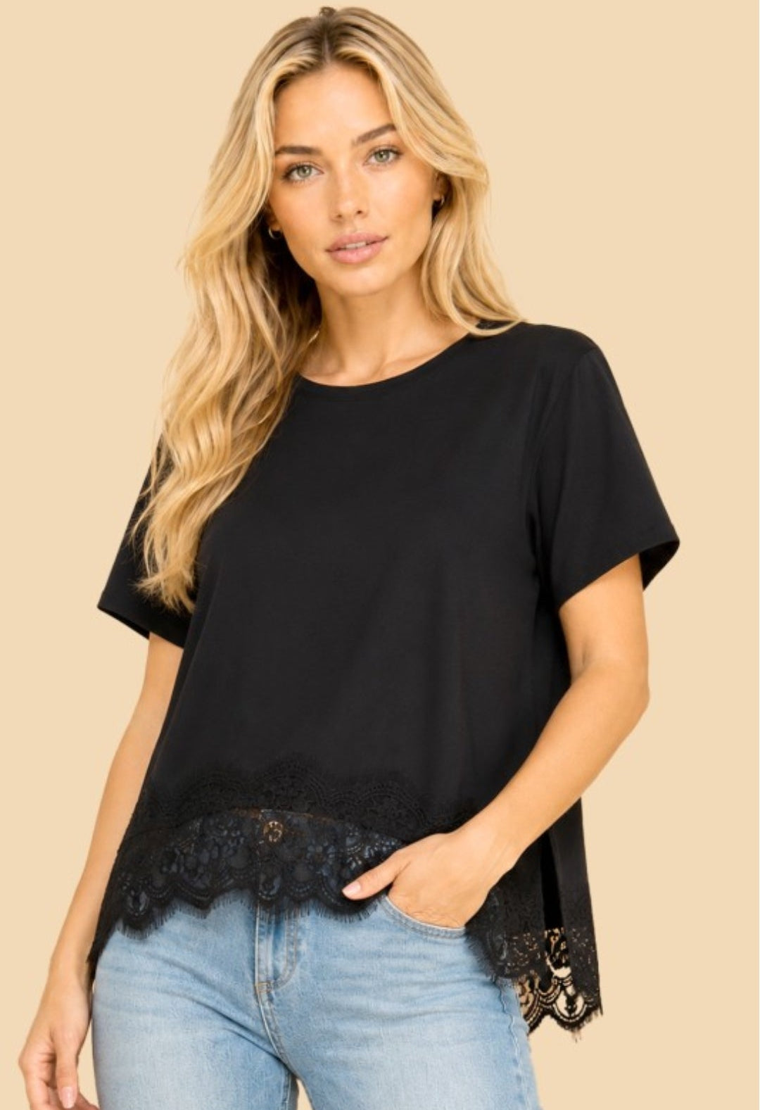 Lace trim top