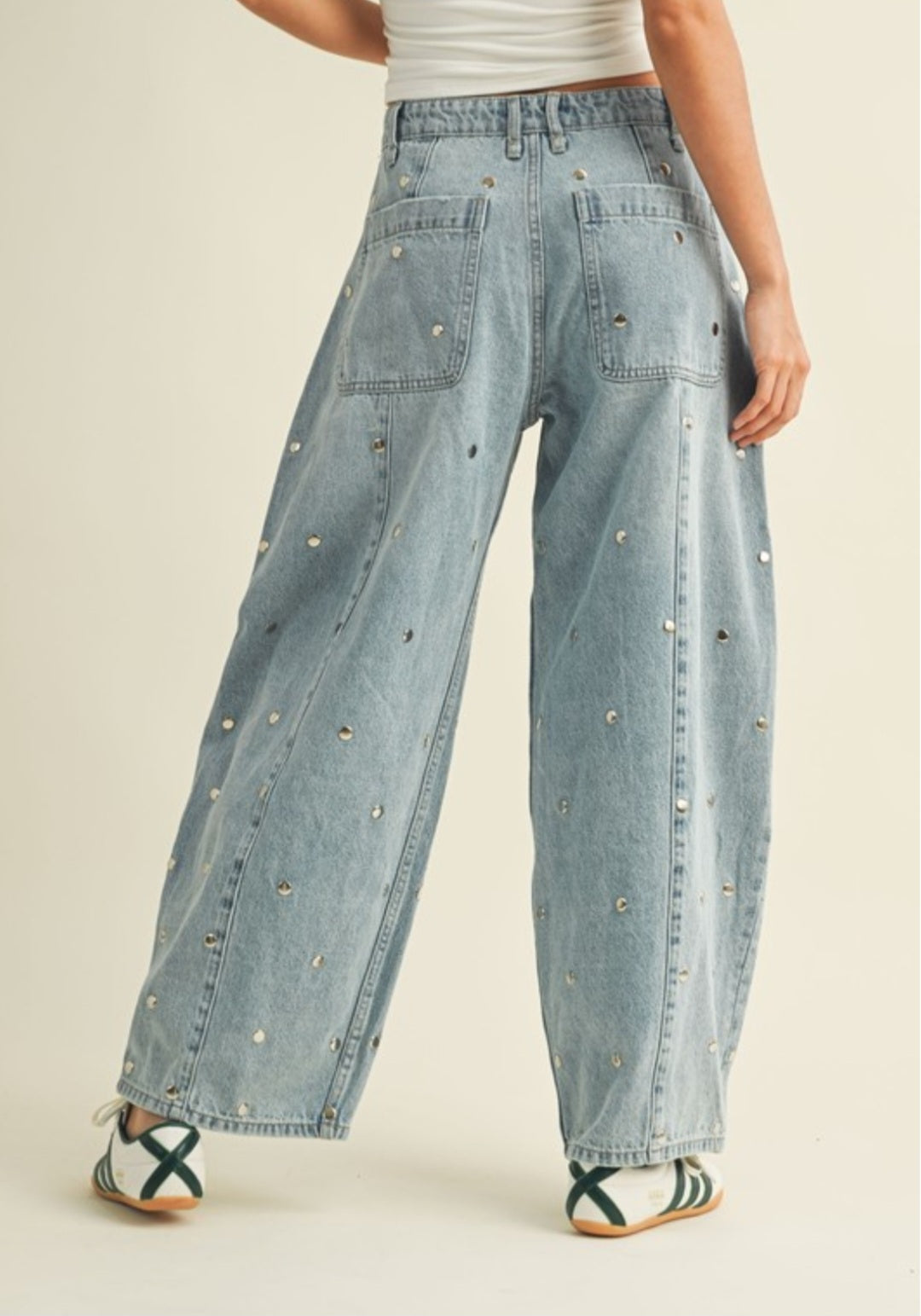 Studded Barrel Jeans